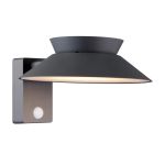 Nordlux Solar Wandlamp Justina Metaal Antraciet 400lm - 830 Warm Wit | IP44 - Bewegings- en Lichtsensor